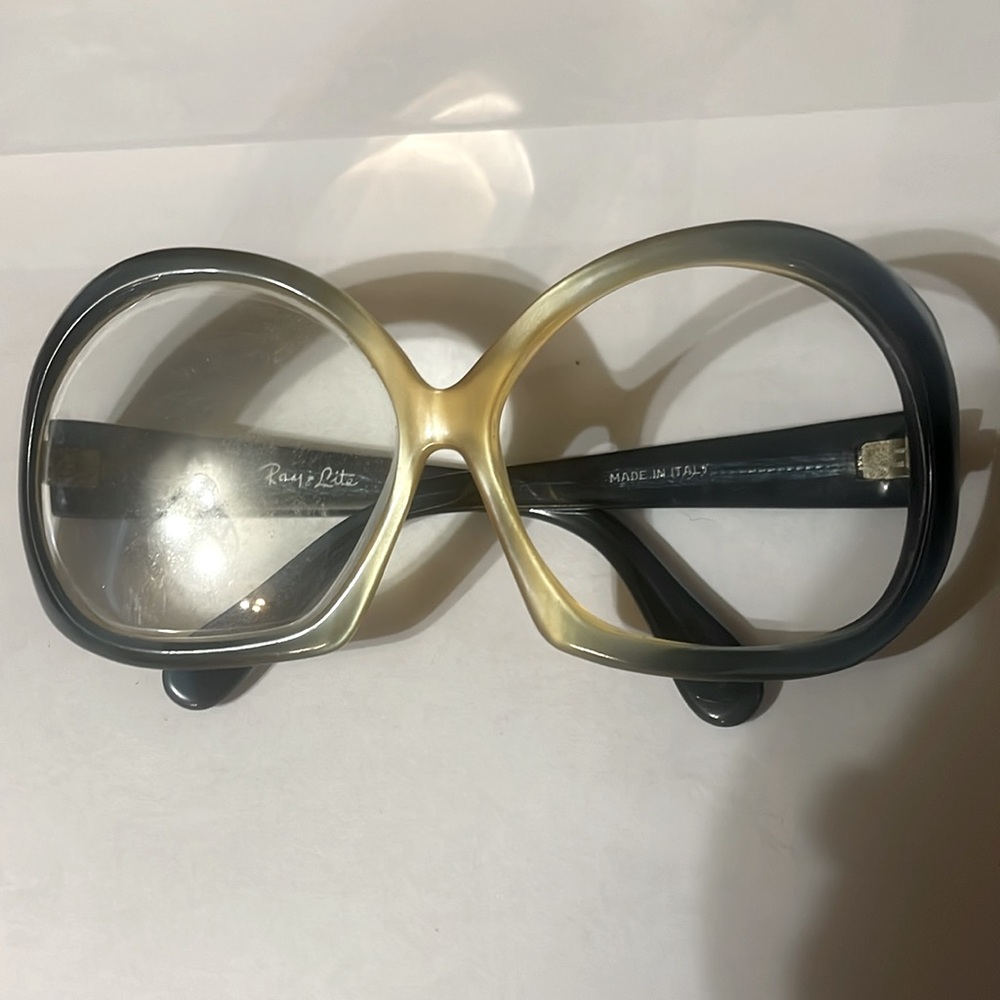 Vtg 1970s Retro B&L RAY BAN RAY-LITE ITALY Oversize BIG EYE Blue Yellow GLASSES!